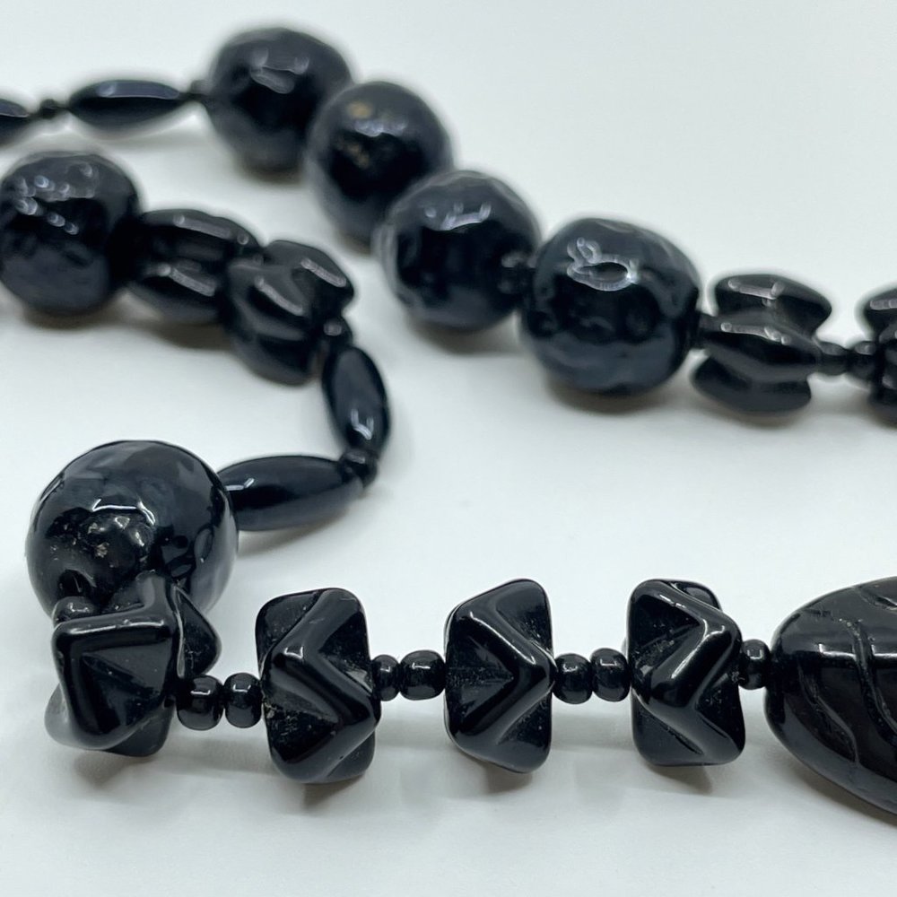 Vintage Miriam Haskell Beaded Choker Necklace Bla… - image 2